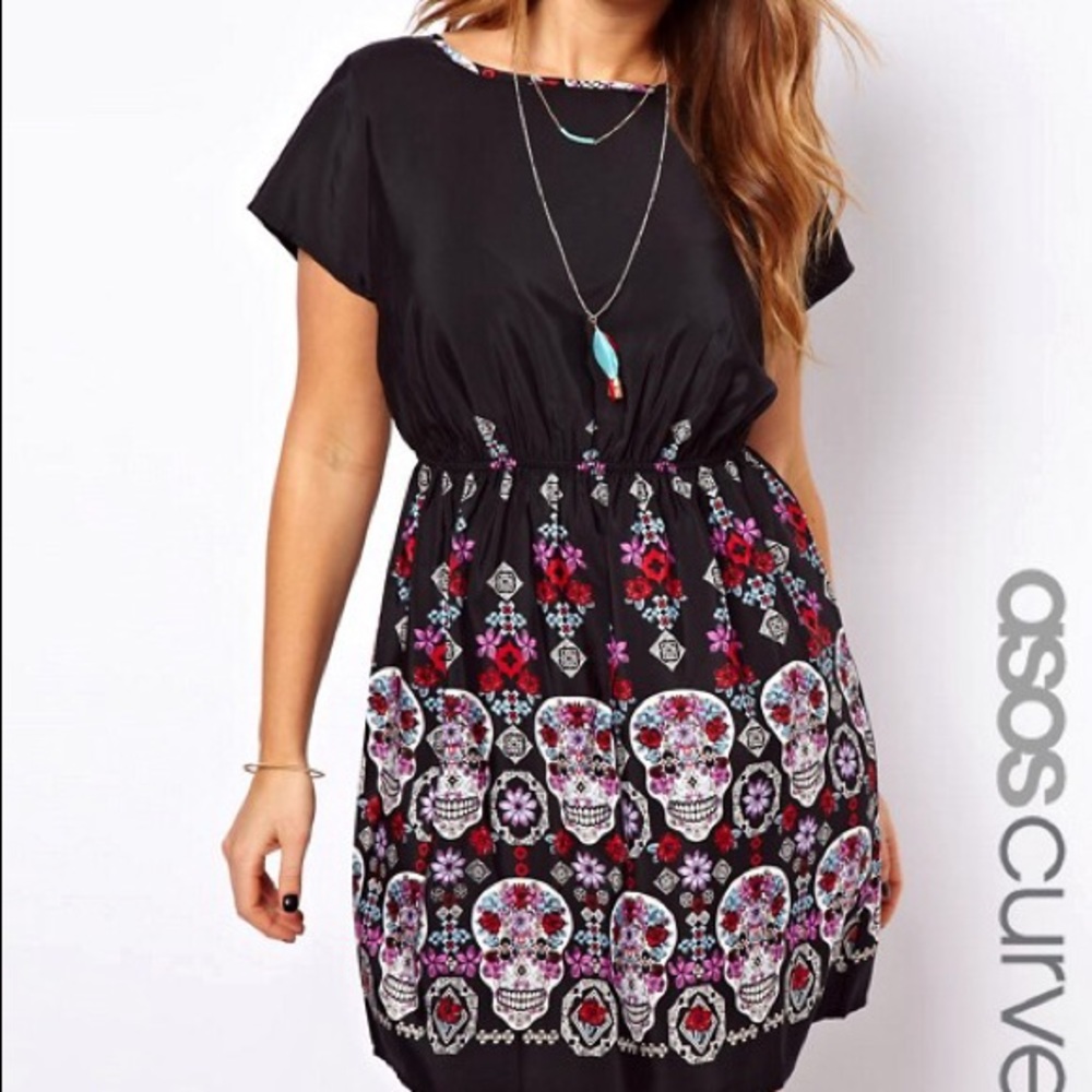 ASOS Curve Skull Dress Navy